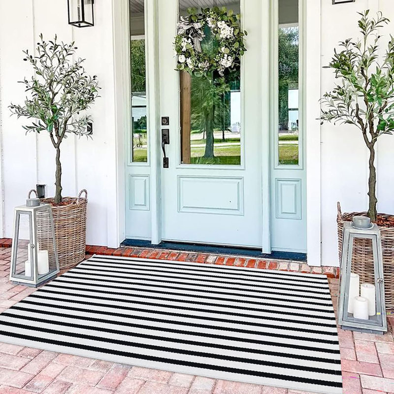 Gracie Oaks 3' X 5' Striped Front Porch Rug | Wayfair